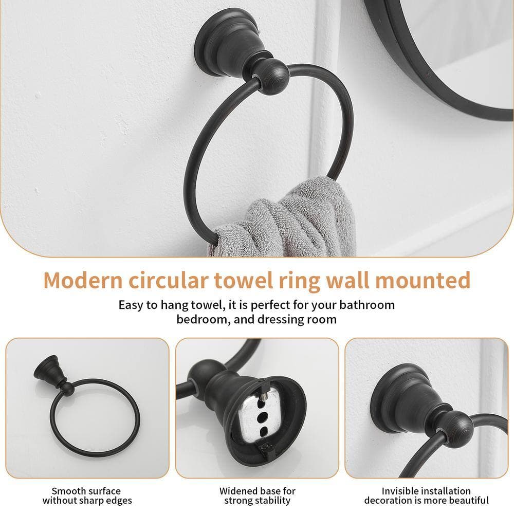 BWE Traditional Wall Mounted Towel Ring Bathroom Accessories Hardware in Oil Rubbed Bronze (2)