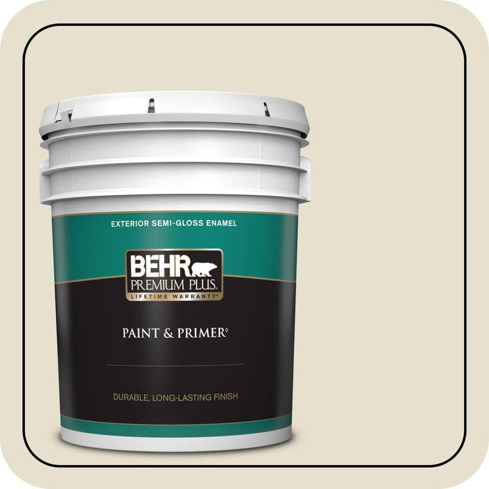 BEHR PREMIUM PLUS 5 Gal. #S350-1A Cool Honeydew Semi-Gloss Enamel Exterior Paint and Primer