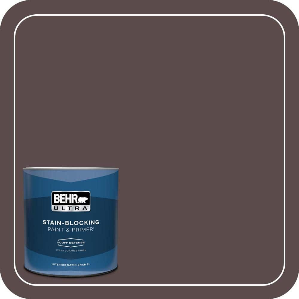 BEHR ULTRA 1 qt. #MQ1-43 Piano Brown Extra Durable Satin Enamel Interior Paint & Primer