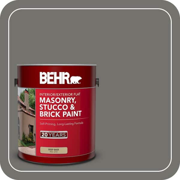BEHR 1 gal. #SC-131 Pewter Flat Interior/Exterior Masonry, Stucco and Brick Paint (2)