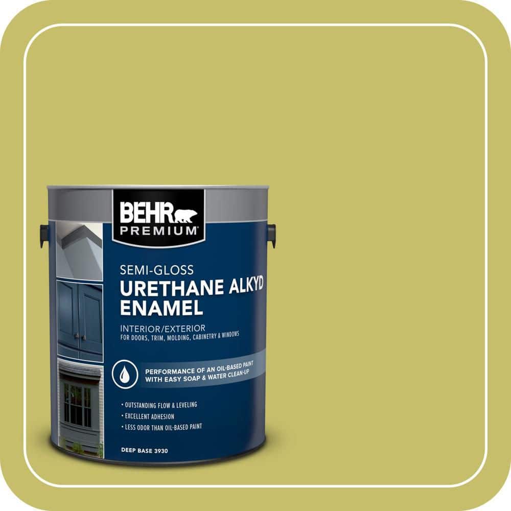 BEHR PREMIUM 1 gal. #P350-5 Go Go Lime Urethane Alkyd Semi-Gloss Enamel Interior/Exterior Paint (1)