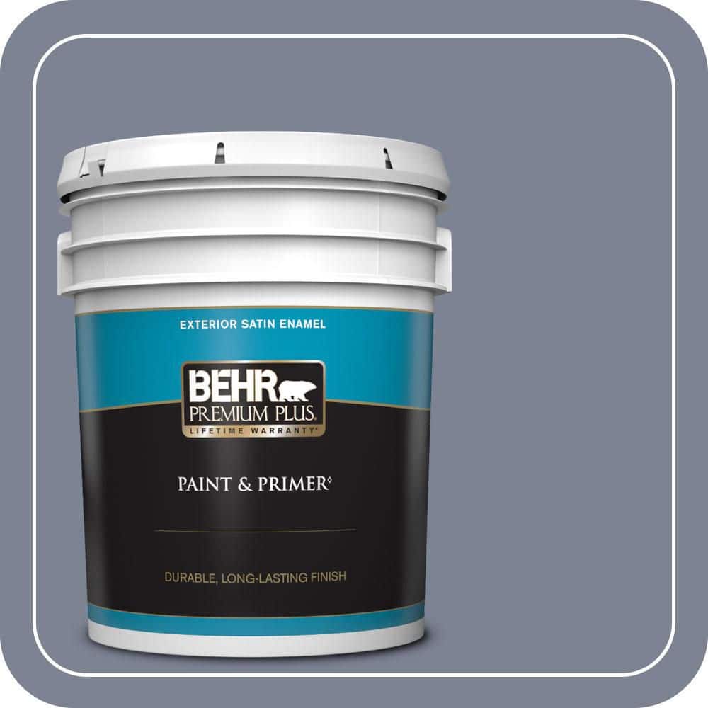 BEHR PREMIUM PLUS 5 gal. #610F-6 Deep Smoke Signal Satin Enamel Exterior Paint & Primer