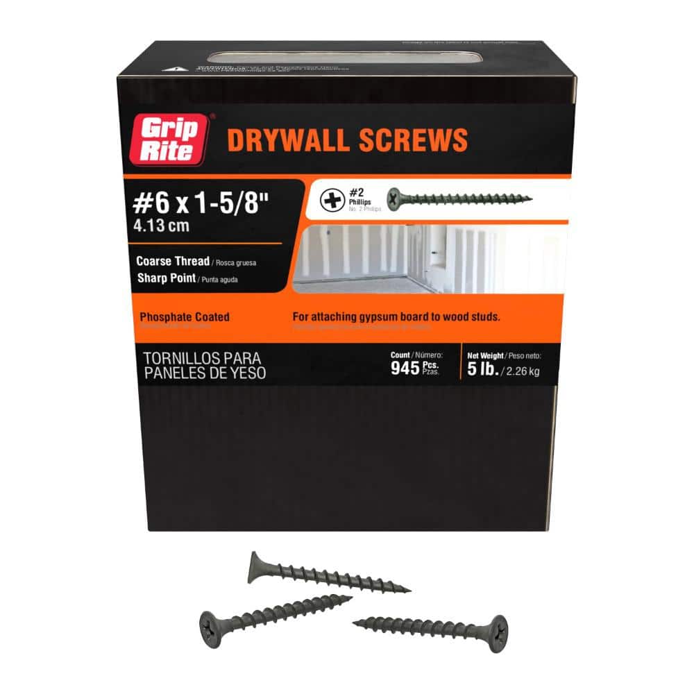 Grip-Rite #8 # Phillips Bugle Head Coarse Thread Drywall Screws Box (1)