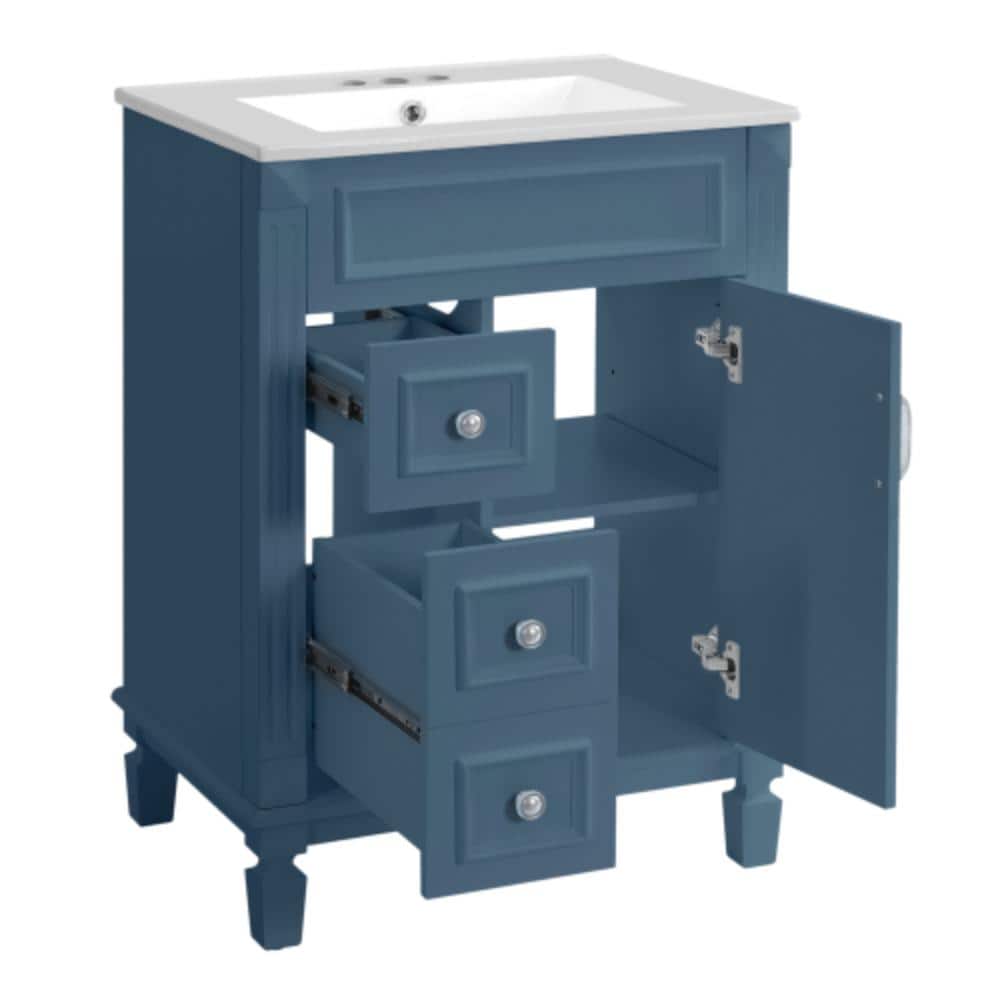 Unbranded 24 in. W x 18.3 in. D x 34 in. H Bathroom Blue Linen Cabinet