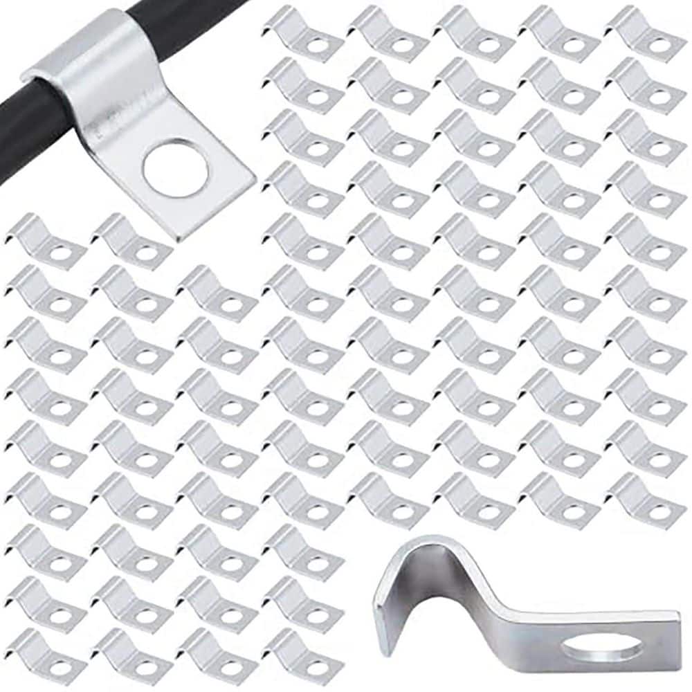 Yichuhaoxi 100-Piece Cable Wire Screw Clips 1/4 in. Zinc Plated Steel Clamp Outdoor Cord Clips Wall Mounting Wire Management (1)