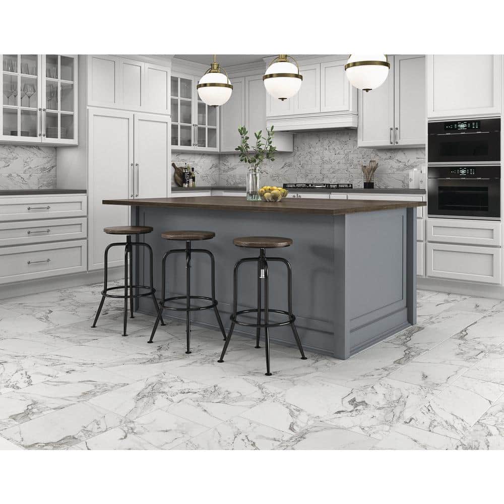 Marazzi EpicClean Milton Arabescato Marble 12 in. x 24 in. Glazed Porcelain Floor and Wall Tile (1.95 sq. ft./Piece) (4)