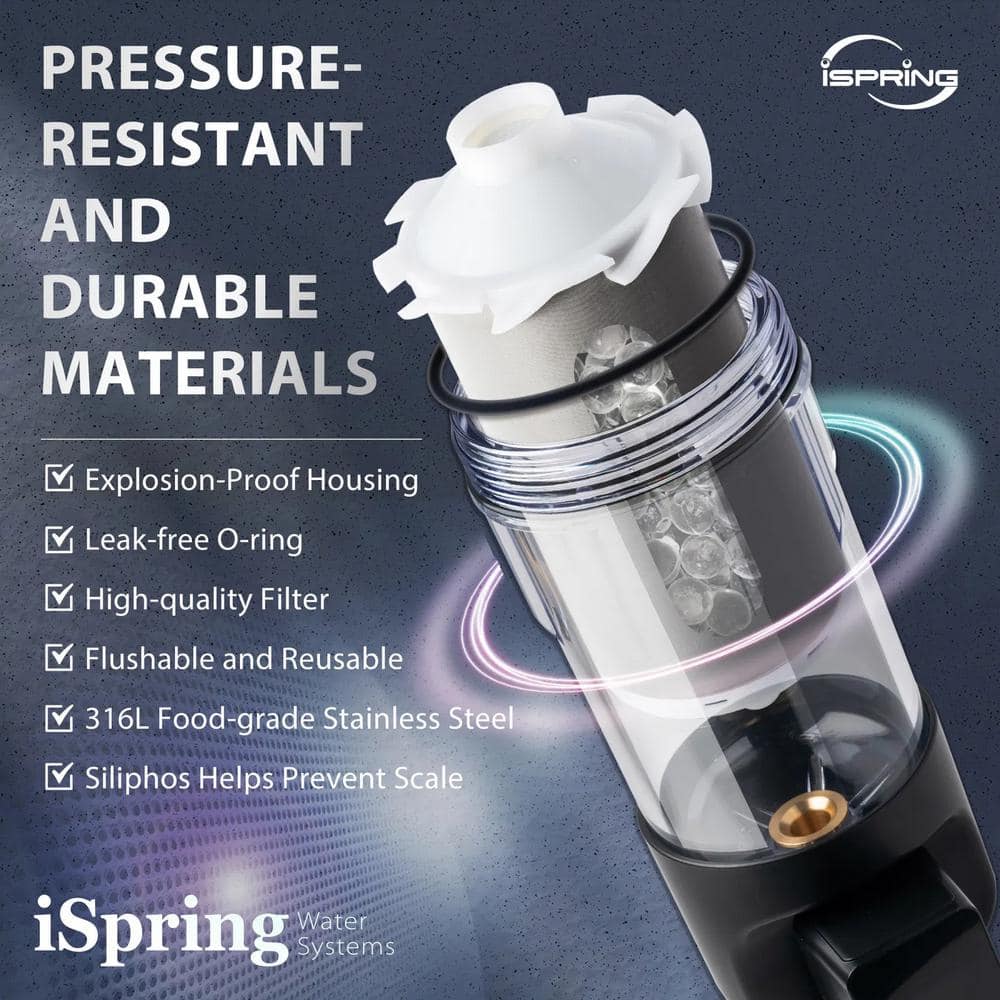 ISPRING NSF-Certified 50-Micron Jumbo Auto-Flush Anti Scale Spin Down Sediment Water Filter w/ Bypass,1in. MNPT and 3/4 in. FNPT (2)