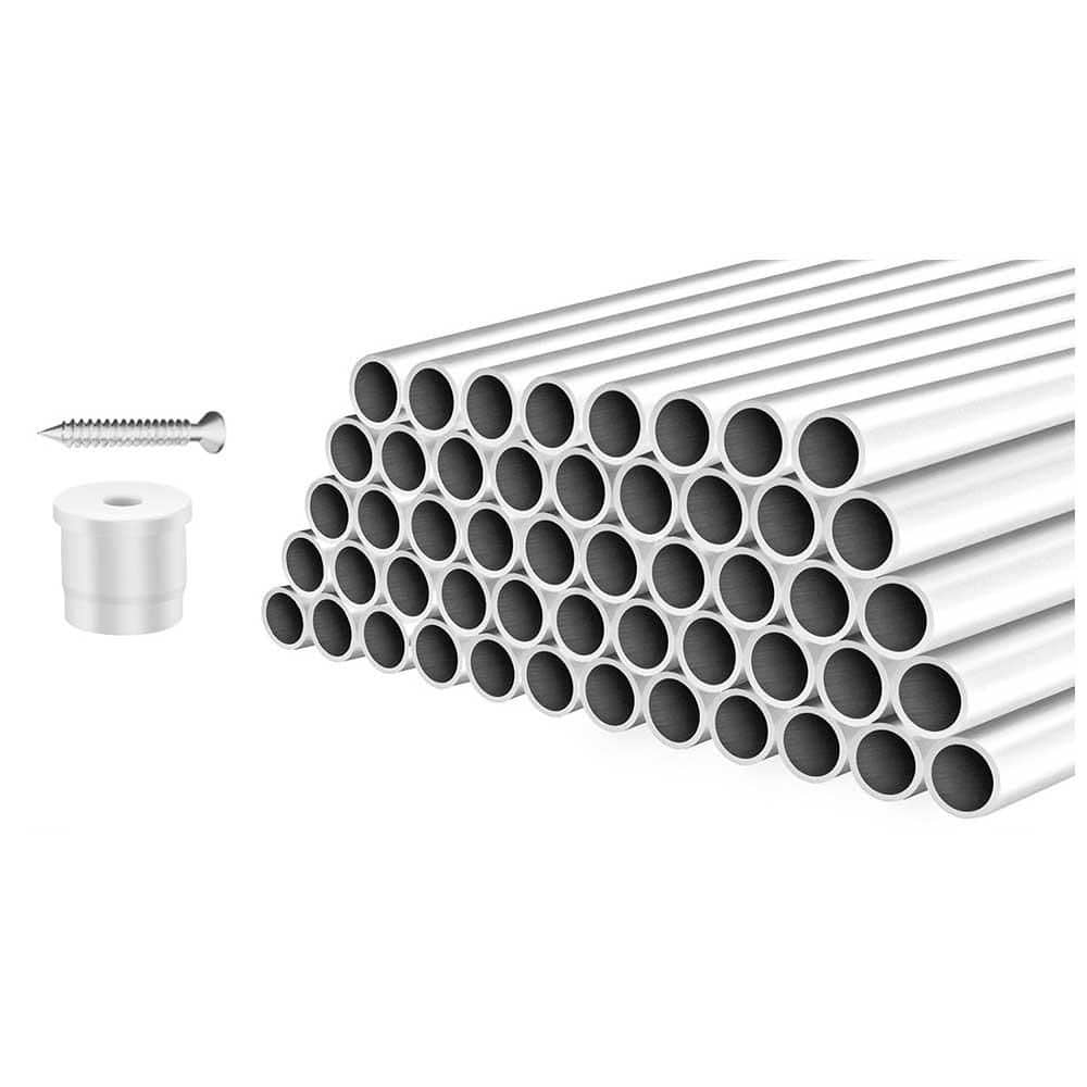 Afoxsos 101 Pack Round White Aluminum Balusters 26 x 3/4 Deck Railing Spindles for Indoor Outdoor Porch Staircase w/ Connectors (1)