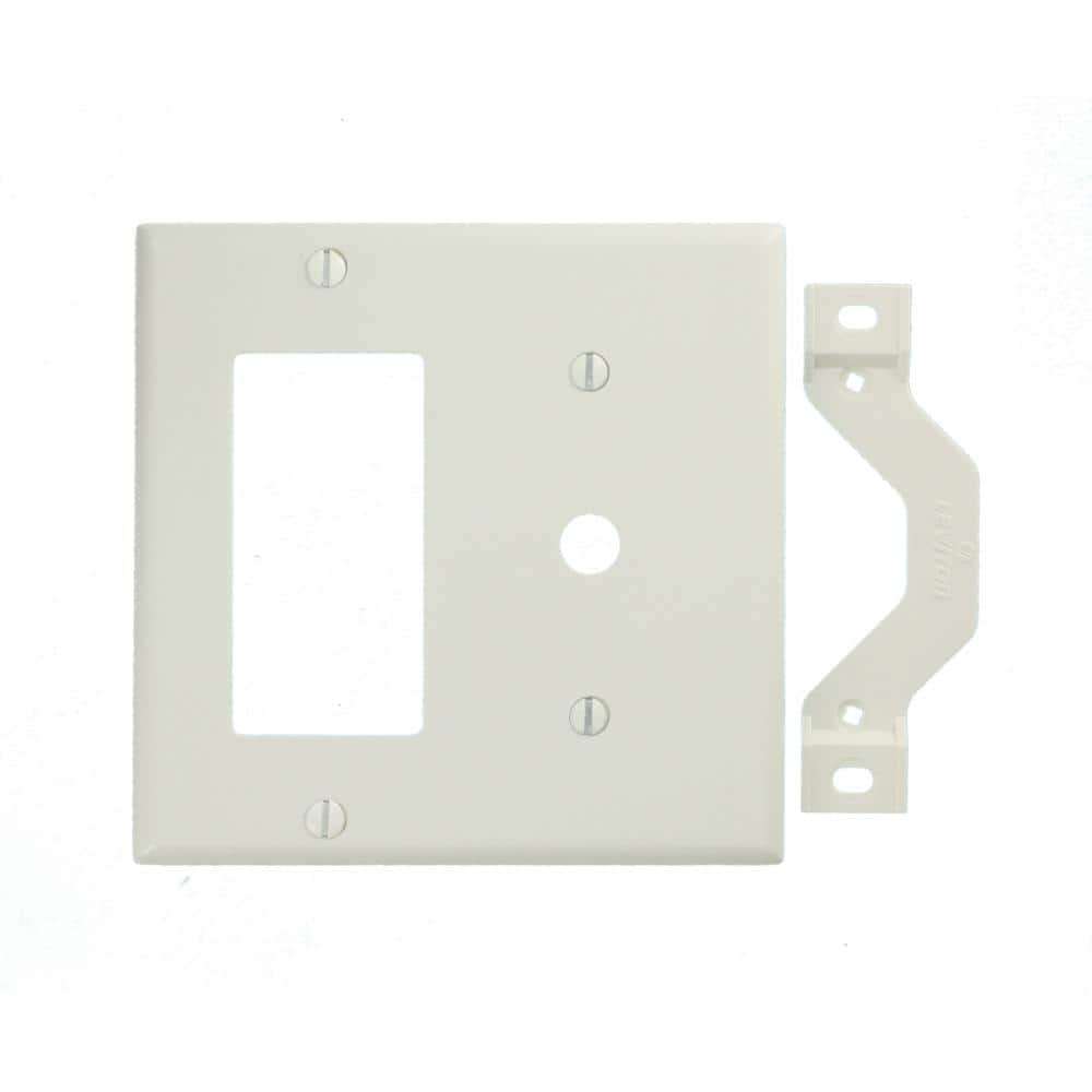 Leviton 2-Gang White 0.406 in. Phone/Cable / 1-Decora/Rocker Plastic Standard Wall Plate (1-Pack) 80479-W (2)