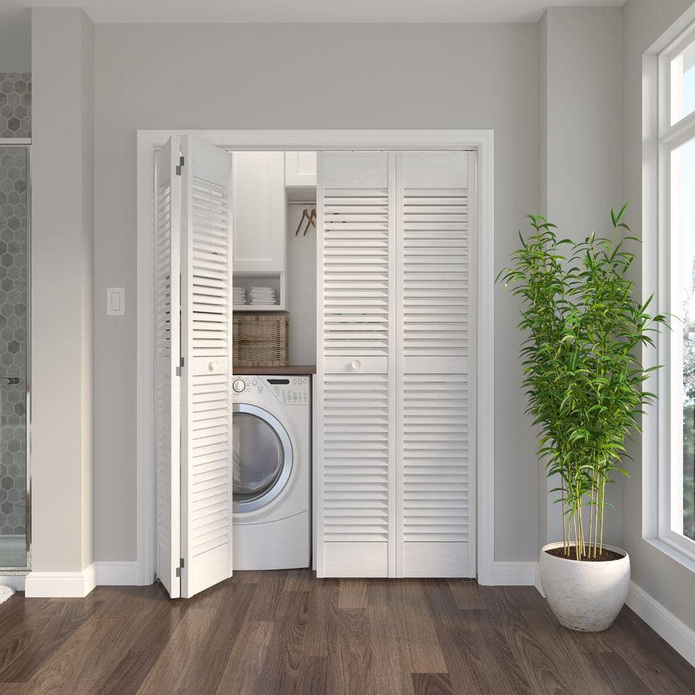 Onward 60 in. (1520 mm) Double Door Bi-Fold Sliding Closet Door Hardware Kit with White Track (2)
