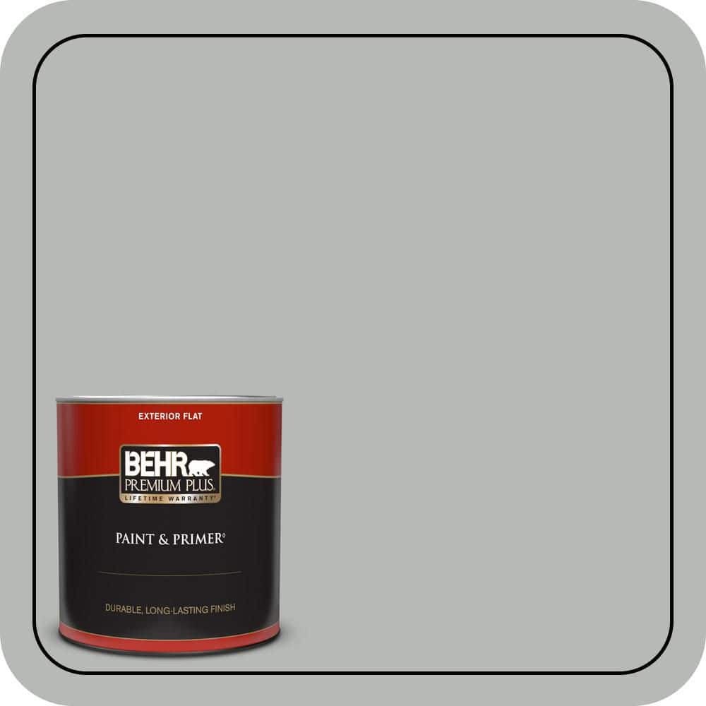 BEHR PREMIUM PLUS 1 qt. #N460-3 Lunar Surface Flat Exterior Paint & Primer