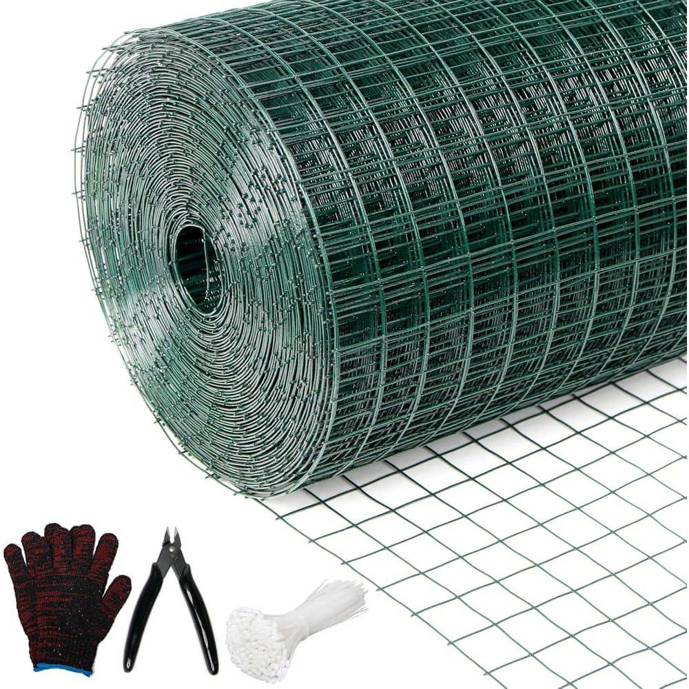 Unbranded Green PVC Coated Metal Welded Wire Mesh 48in x 100ft Hardware Cloth for Garden Fence and Animal Prevention (1)