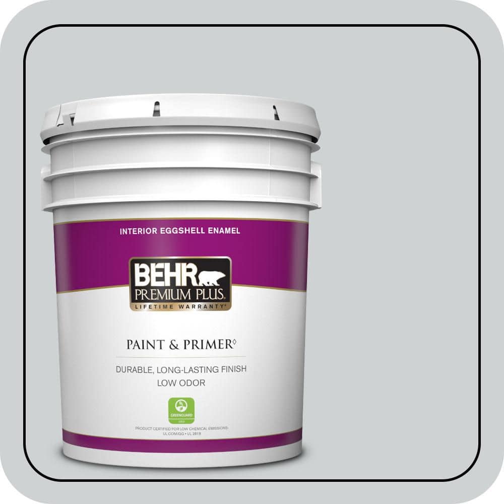 BEHR PREMIUM PLUS 5 gal. #N510-1 Silver Shadow Eggshell Enamel Low Odor Interior Paint & Primer
