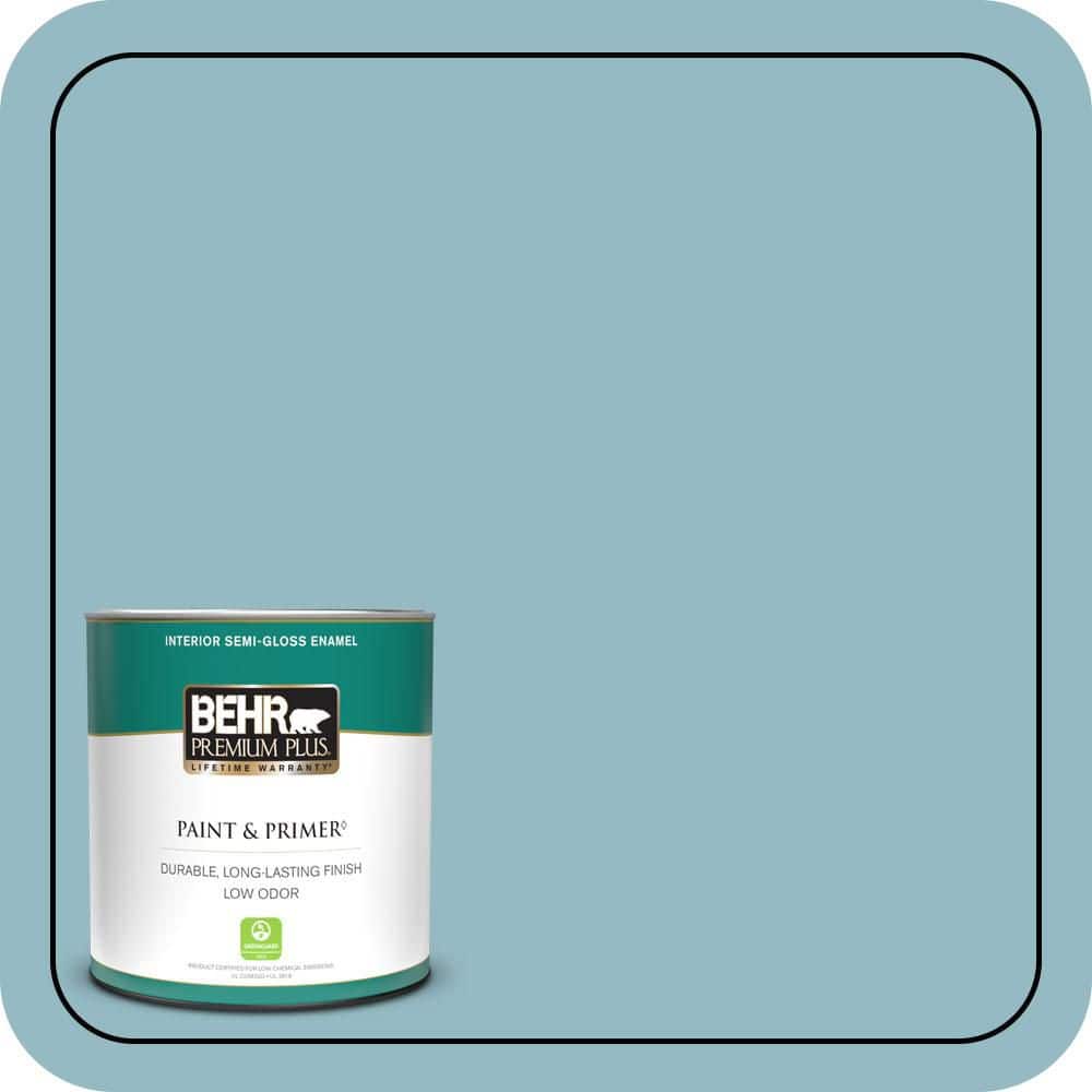 BEHR PREMIUM PLUS 1 qt. #T18-13 Casual Day Semi-Gloss Enamel Low Odor Interior Paint & Primer