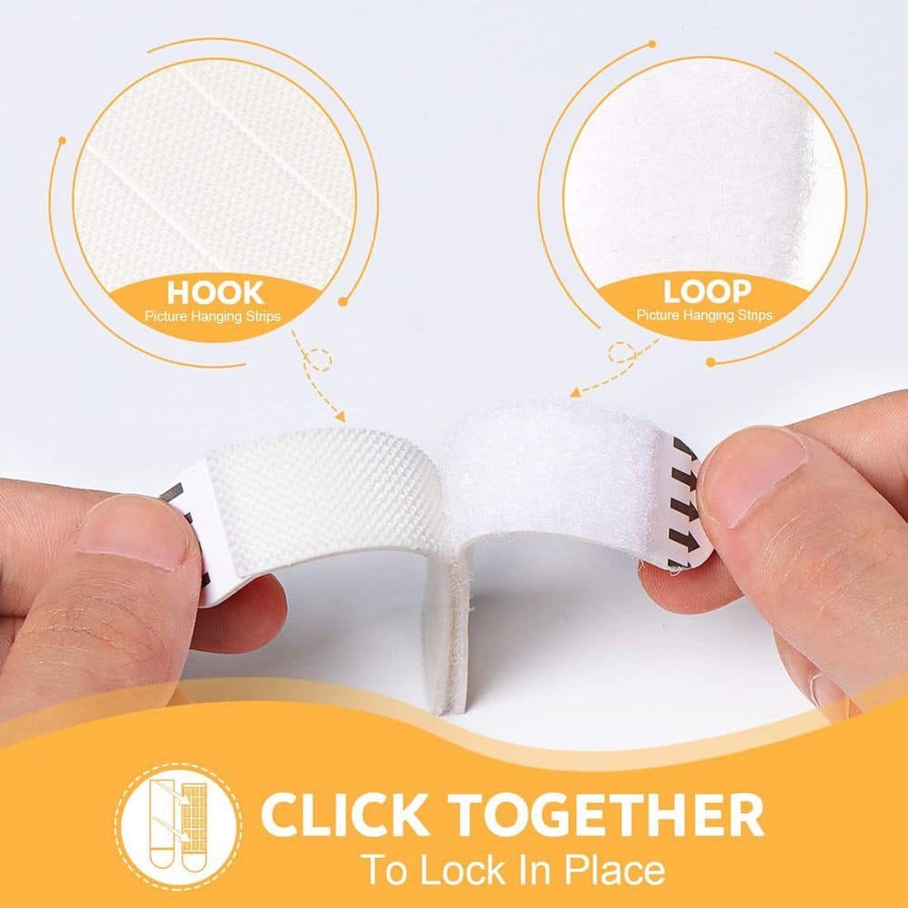 Adrinfly Damage Free Large Picture Hanging Strips Heavy Duty 20-Pairs Adhesive Wall Mounting No Nails Removal White 1-Pack (2)