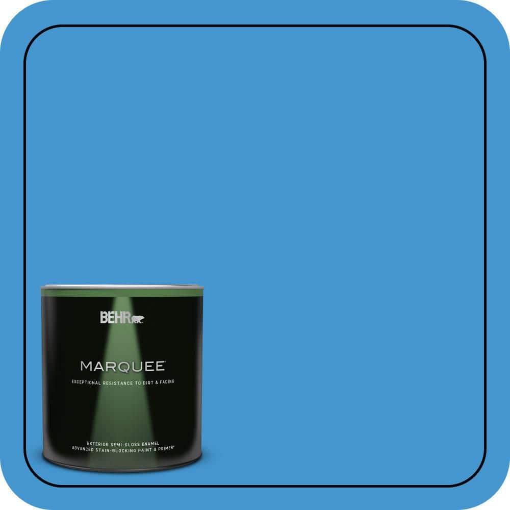 BEHR MARQUEE 1 qt. #P510-5 Perfect Sky Semi-Gloss Enamel Exterior Paint & Primer
