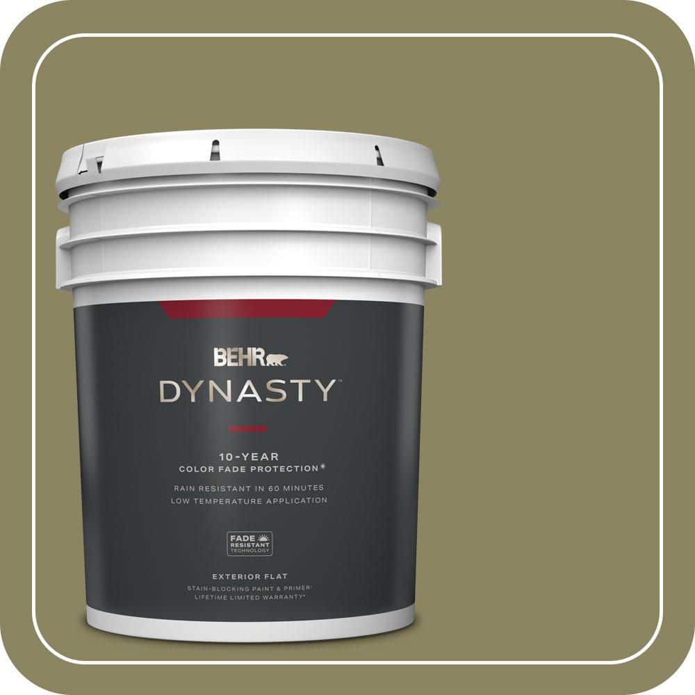 BEHR DYNASTY 5 gal. #S350-5 Green Scene Flat Exterior Stain-Blocking Paint & Primer