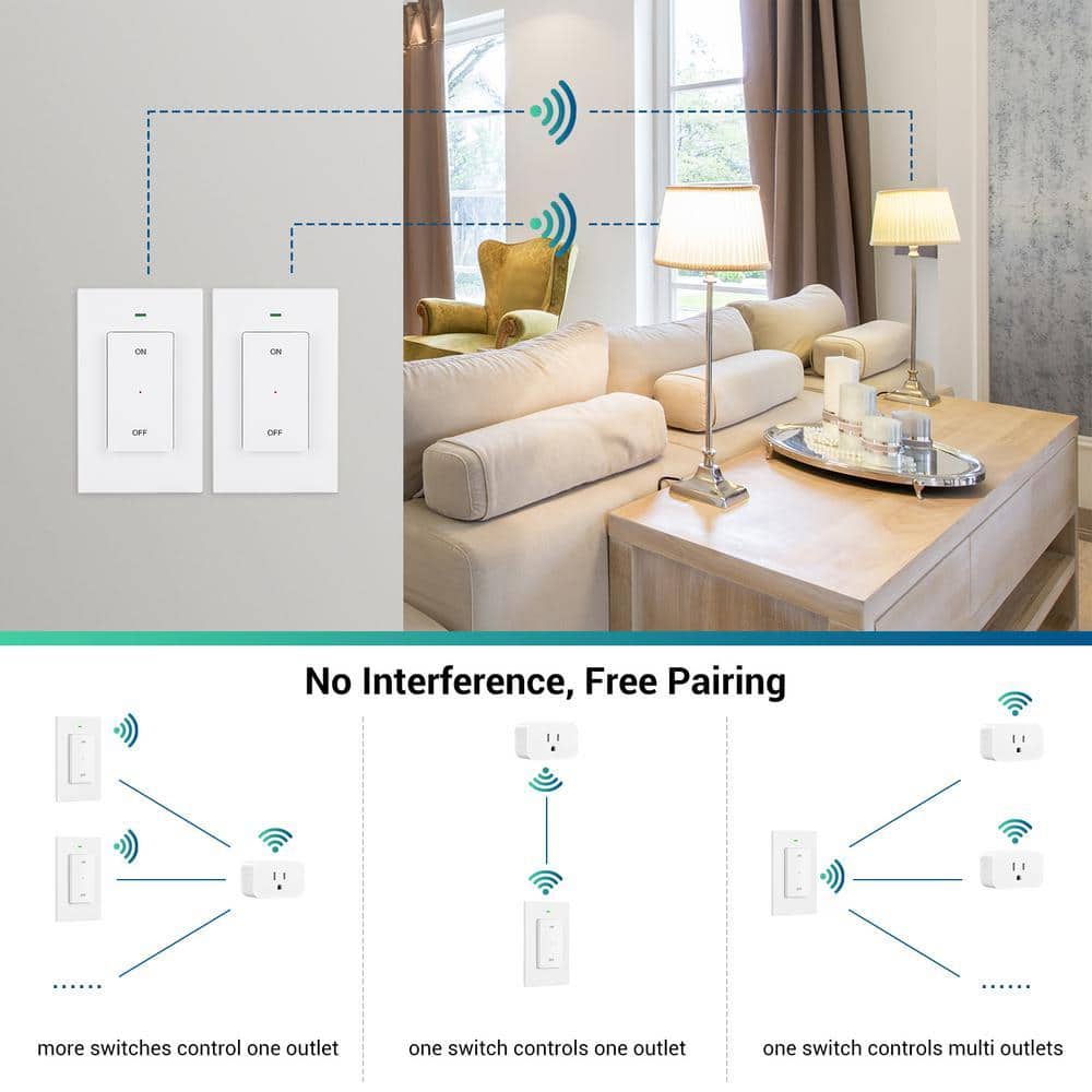 DEWENWILS Wireless Light Switch, Remote Control Outlet Wall Mounted Light Switch (2)