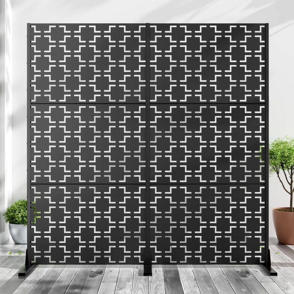 PexFix 6 ft. x6 ft. Black Outdoor Metal Galvanized Privacy Screen Fence Garden Panels (1)