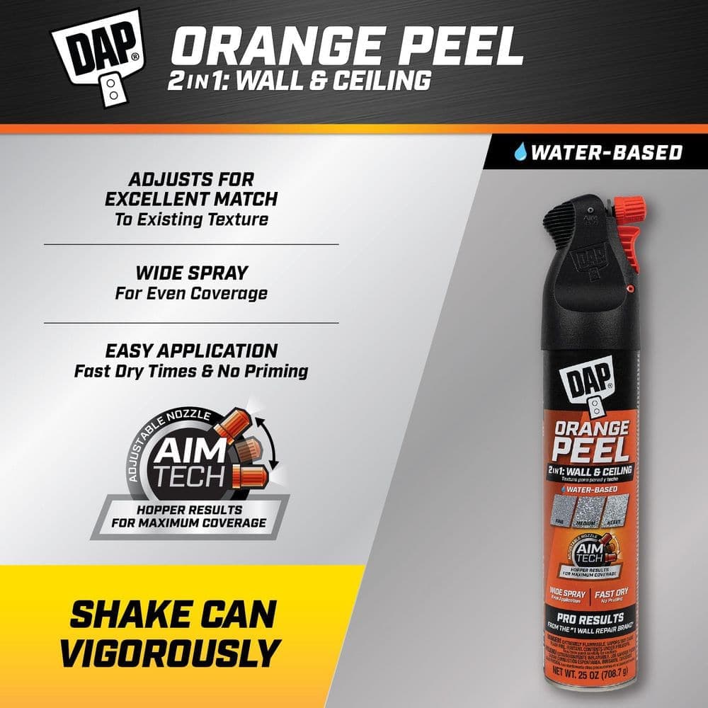 DAP Spray Texture 25 oz. Orange Peel Water Based 2 in.1 Wall and Ceiling White Texture Spray with Aim Tech Nozzle (3)