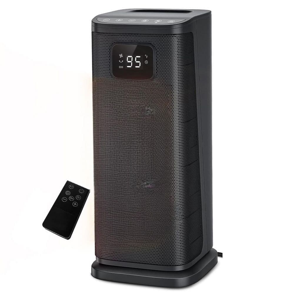Unbranded 1500 Watt Black Indoor Electric Tower Space Heater Ceramic Heating Oscillating with Thermostat Timer Remote for Room