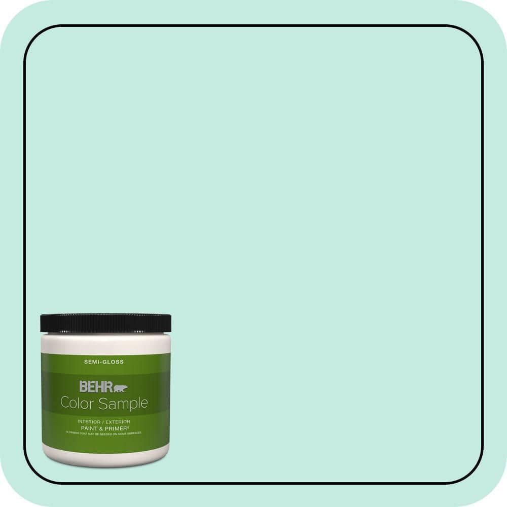 BEHR PREMIUM PLUS 8 oz. #P440-2 Clear Aqua Semi-Gloss Interior/Exterior Paint & Primer Color Sample