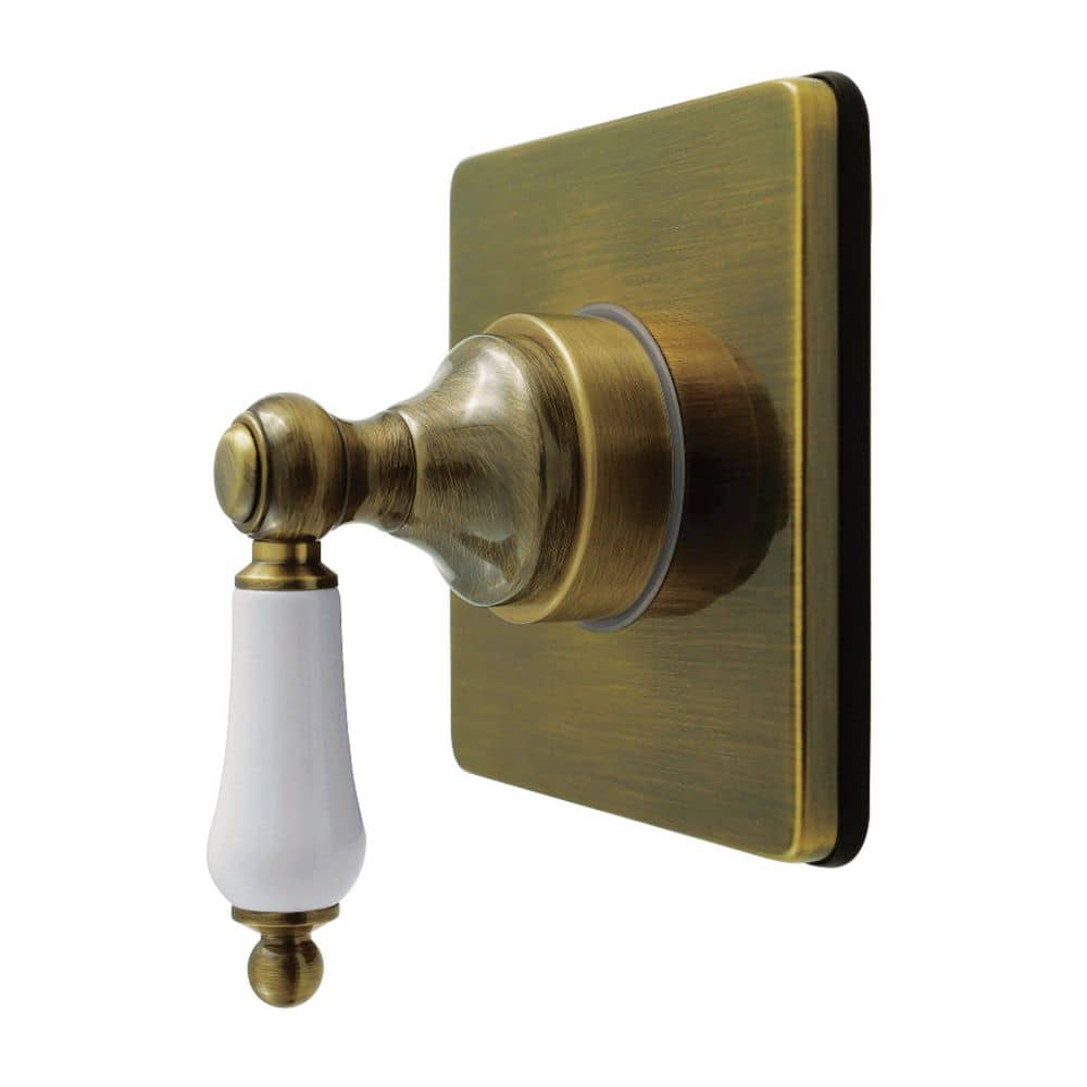 Kingston Brass Restoration 3/4 in. Single-Handle 1-Hole Wall Mount 6-Way Diverter Valve with Trim Kit in Antique Brass (1)