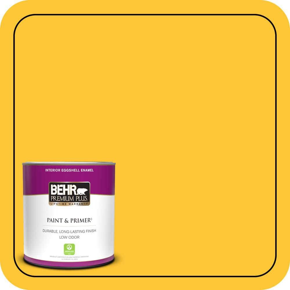 BEHR PREMIUM PLUS #330B-7 Sunflower Enamel Interior/Exterior Paint & Primer Color Sample