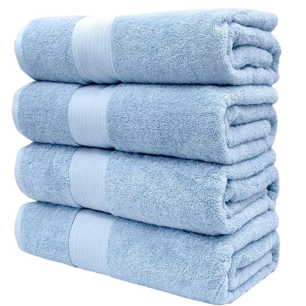 Unbranded 6-Piece Luxury Cotton Bath Towel Set, 56"L x 34"W - Sky Blue (2)
