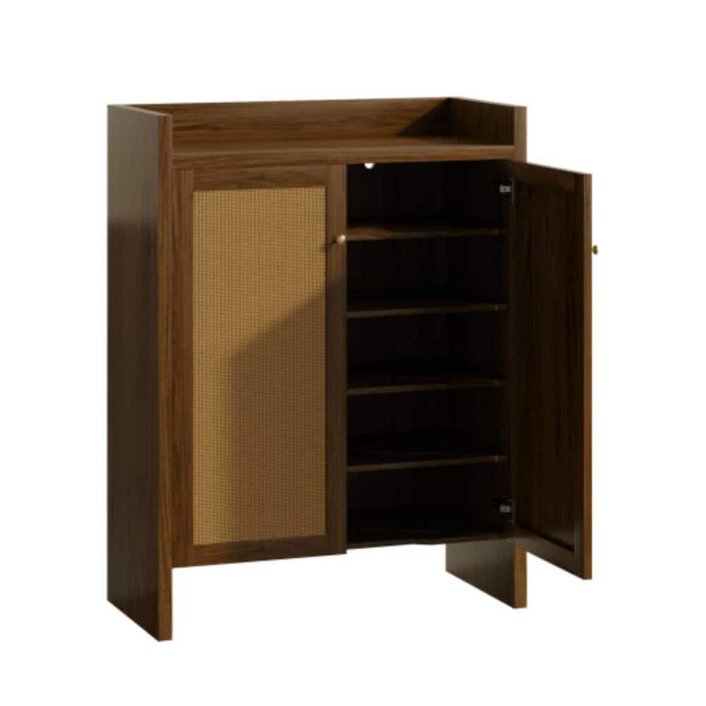 Unbranded 32.7 in. W x 15 in. D x 42.5 in. H Bathroom Dark Brown Linen Cabinet