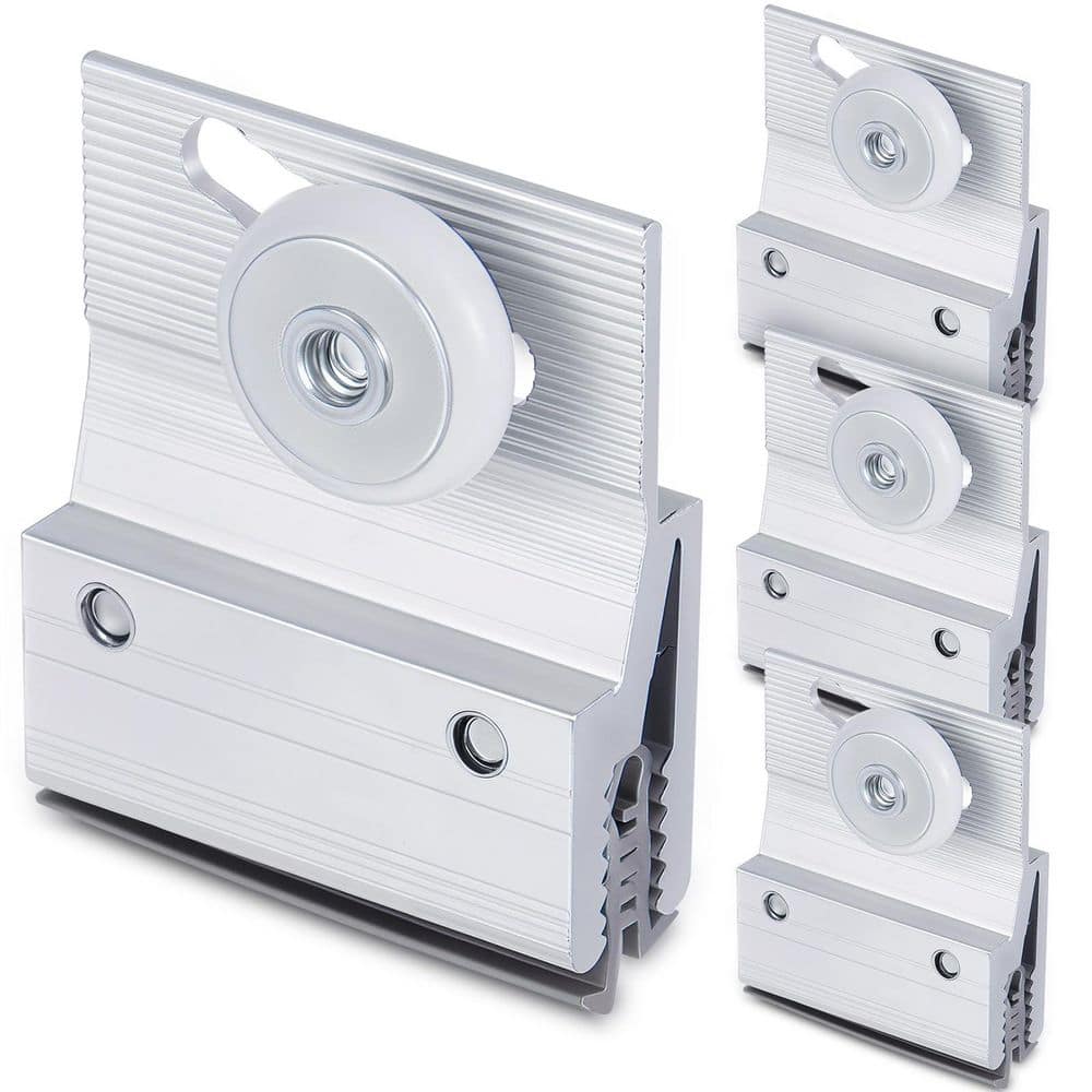 Numhew 4-Piece Frameless Shower Door Top Bracket Roller Assembly Ball Bearing 3/4 in. Plastic Wheel in Chrome (1)