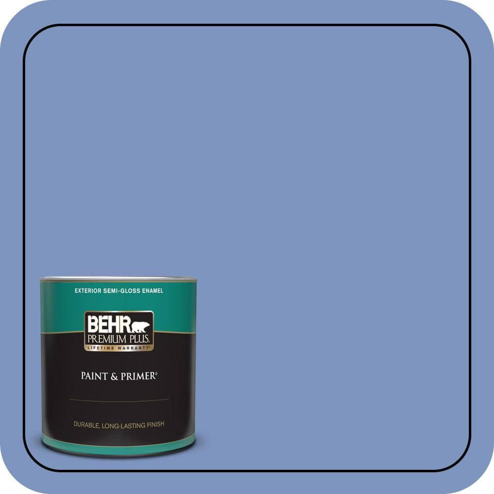 BEHR PREMIUM PLUS 1 qt. #M540-5 Blue Satin Semi-Gloss Enamel Exterior Paint & Primer