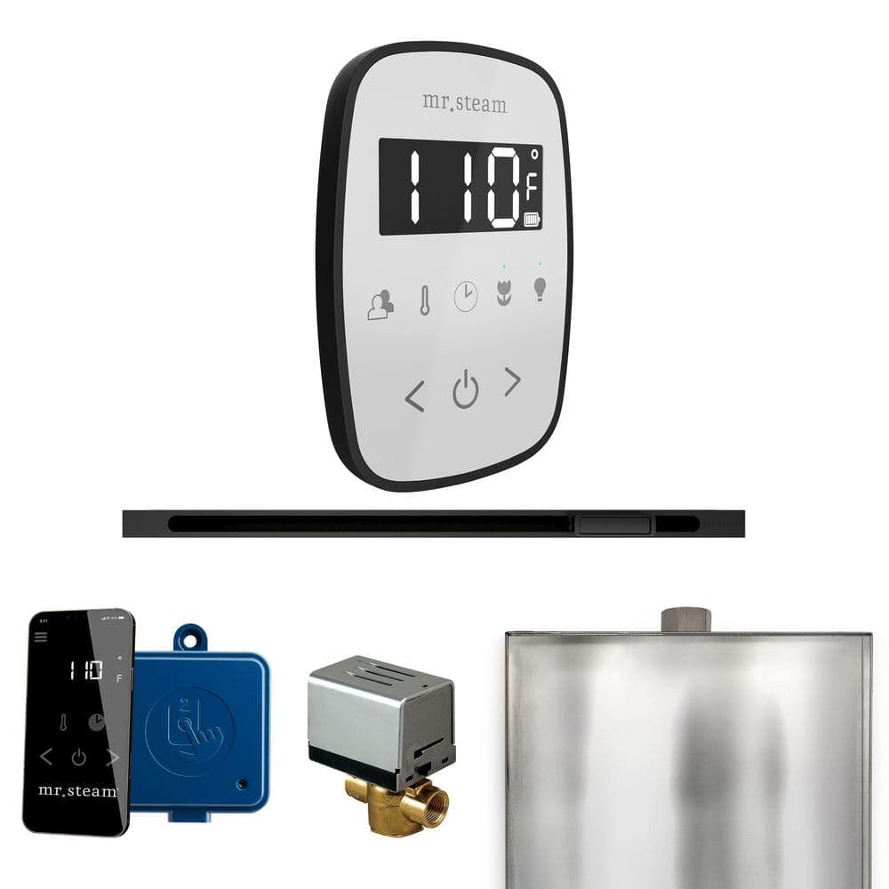 Mr. Steam ButlerFlex Steam Shower Control Package with TempoFlex Control and Linear Steamhead in White Matte Black