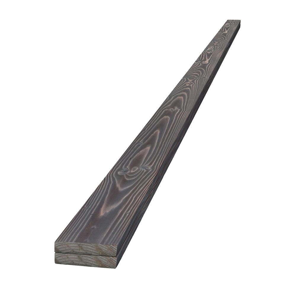 Edge 1 in. 4 in. 8 ft. Charred Wood Natural Pine Trim Board (2-Pack)