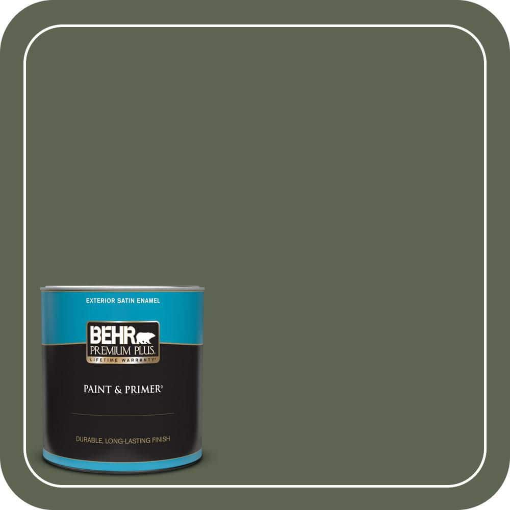 BEHR PREMIUM PLUS 1 qt. #N390-7 Cypress Vine Satin Enamel Exterior Paint & Primer