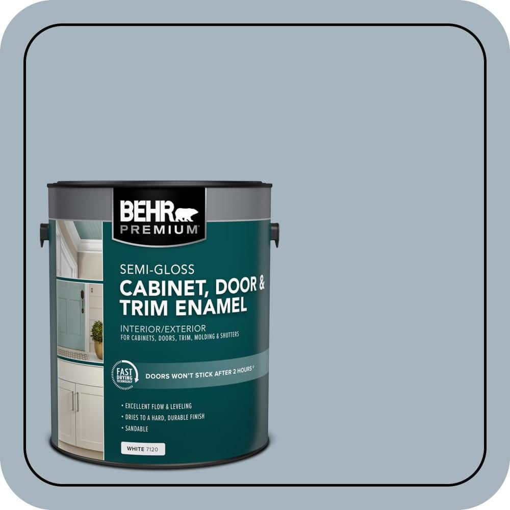 BEHR PREMIUM 1 gal. #N480-3 Shadow Blue Semi-Gloss Enamel Interior/Exterior Cabinet, Door & Trim Paint