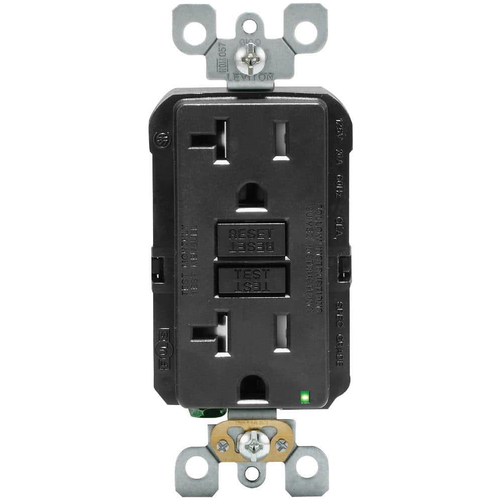 Leviton 20 Amp 125 V Tamper Resistant Duplex Outlet/Receptacle, Black (10-Pack) GFTR2-HE1