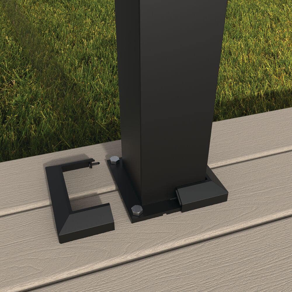 Barrette Outdoor Living VersaRail 4.25 in. x 4.25 in. Matte Black Aluminum Rail Post Mount with Trim (3)