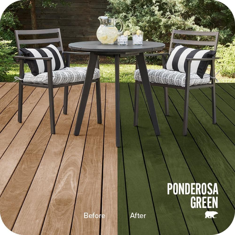 BEHR PREMIUM 1 gal. #ST-120 Ponderosa Green Semi-Transparent Waterproofing Exterior Wood Stain and Sealer (2)
