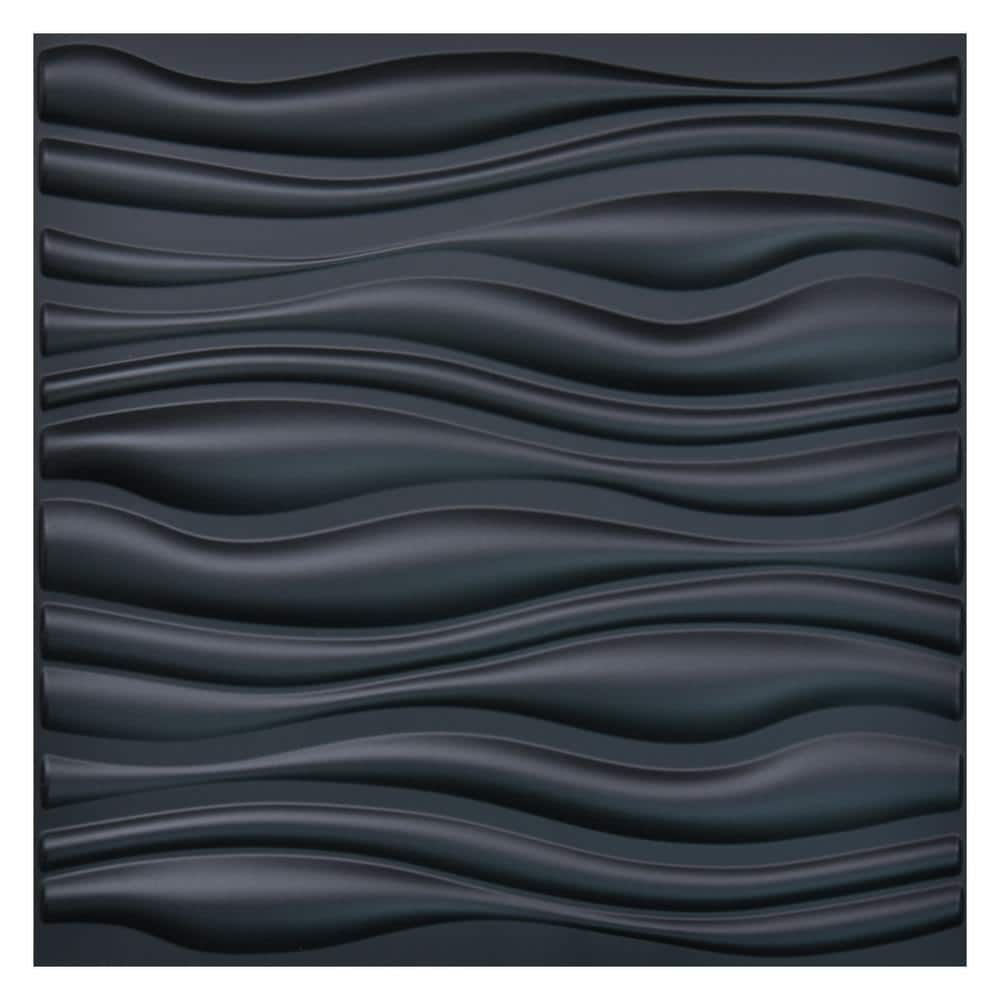 Art3dwallpanels Wave PVC Decorative Black Wall Panel for Living Room 19.7 in. 19.7 in. 1 (1)