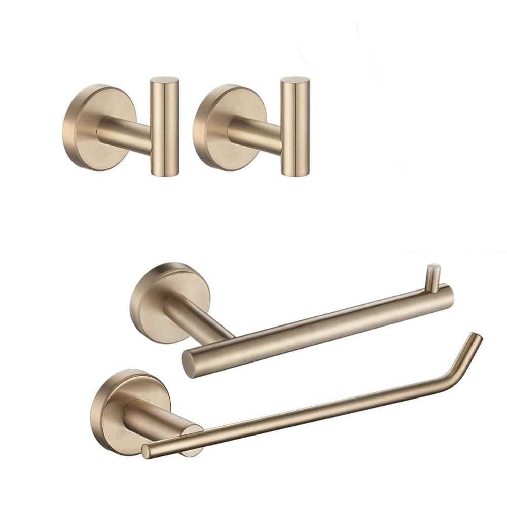 LAIFUCAM 5-Piece Bathroom Hardware Set with Towel Bar, Hand Towel Bar, Toilet Paper Holder, Towel Hooks in Champagne Bronze (1)
