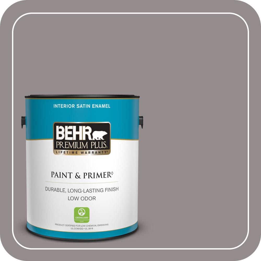 BEHR PREMIUM PLUS 1 gal. #T18-03 Graylac Satin Enamel Low Odor Interior Paint & Primer (1)
