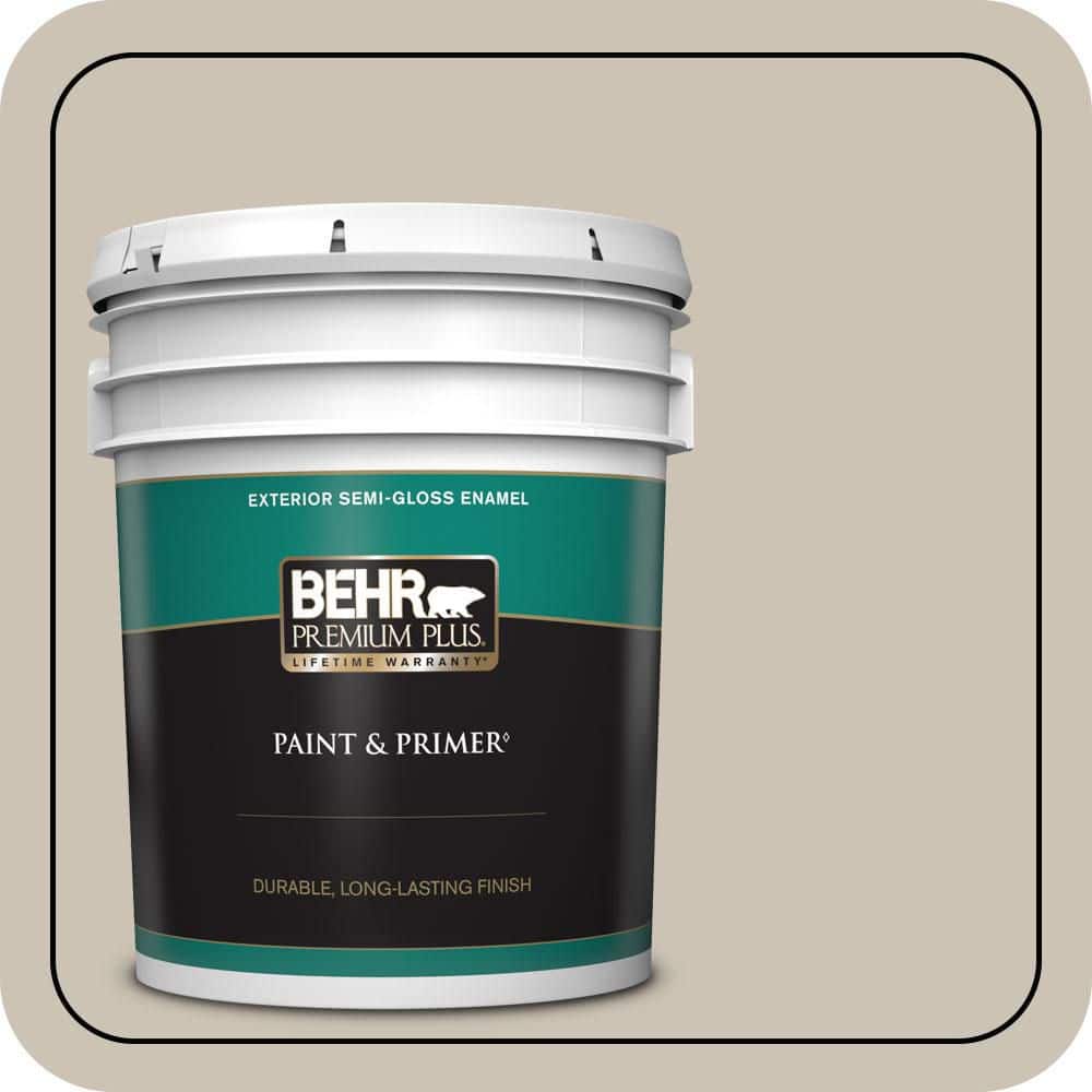 BEHR PREMIUM PLUS 5 gal. #PPU5-08 Sculptor Clay Semi-Gloss Enamel Exterior Paint & Primer
