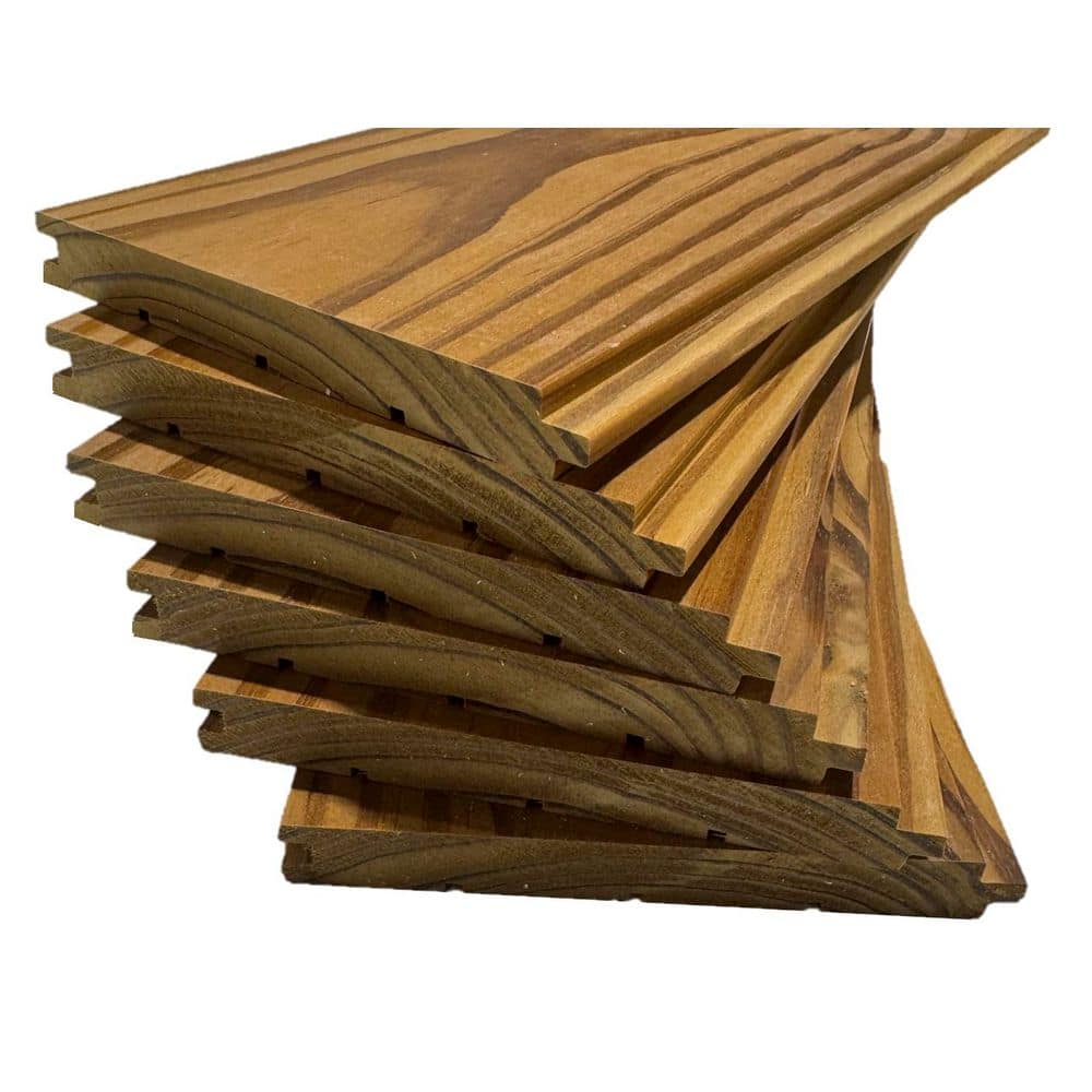 Easy Planking 8 ft. x 6 in. x 0.63 in. Solid Wood Cladding Siding Board in Gold Color (6-Pack)
