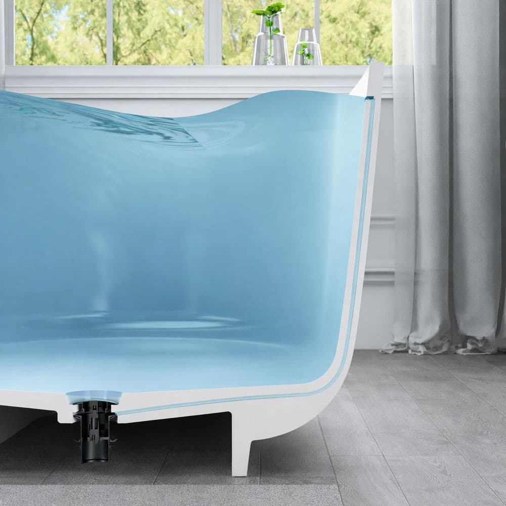 Universal Tubs Precious Stone 6 ft. Artificial Stone Center Drain Oval Bathtub in White (2)