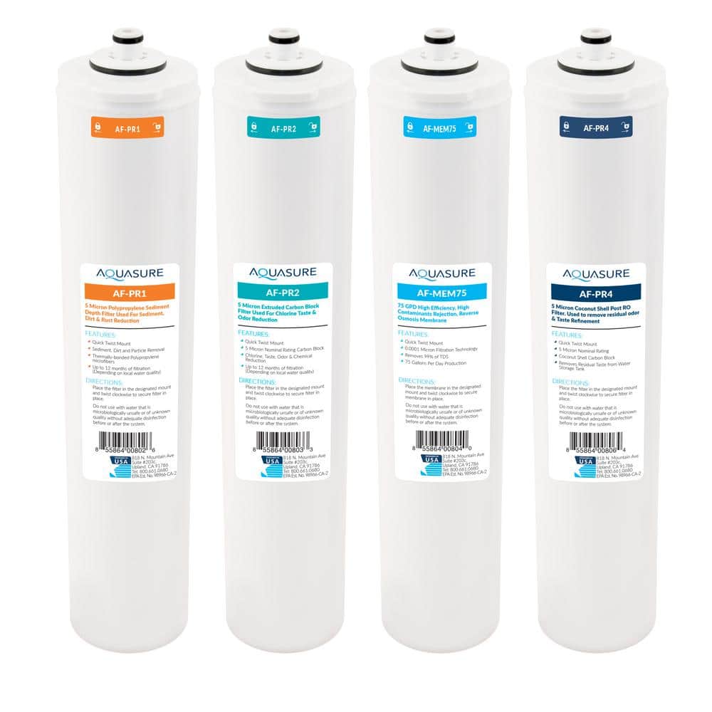 AQUASURE Premier 75 GPD Reverse Osmosis Complete 4 Stages Water Filter Cartridge