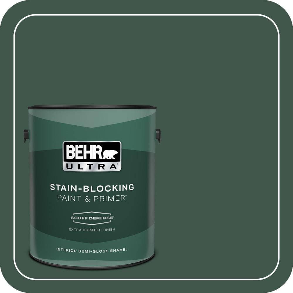 BEHR ULTRA 1 gal. #470F-7 Deep Jungle Extra Durable Semi-Gloss Enamel Interior Paint & Primer