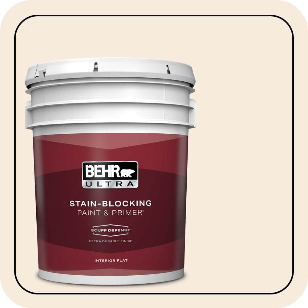 BEHR ULTRA 5 gal. #RD-W15 Cotton Sheets Extra Durable Flat Interior Paint & Primer