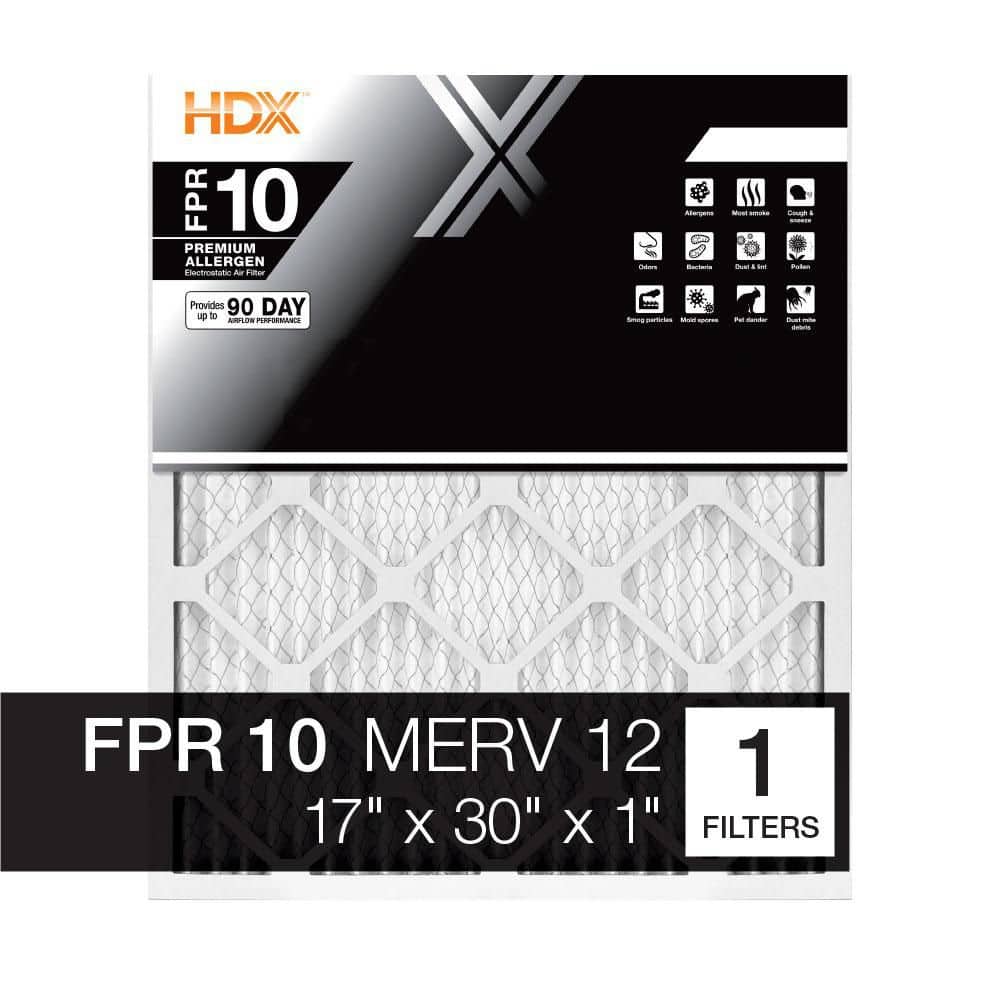 HDX 17 in. x 30 in. x 1 in. Premium Pleated Air Filter FPR 10, MERV 12