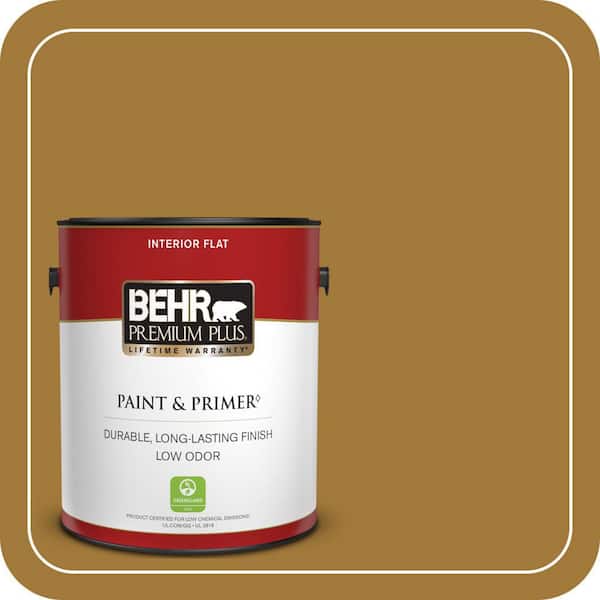 BEHR PREMIUM PLUS #320D-7 Victorian Gold Enamel Low Odor & Primer (2)